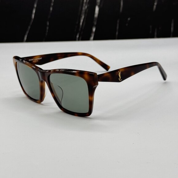 NEW SAINT LAURENT SLM104F 003 WOMEN CAT EYE HAVANA GREEN SUNGLASSES SL M104 - Picture 5 of 10